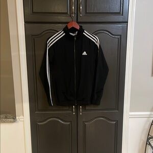 Adidas Women's Black Windbreaker with White Accents